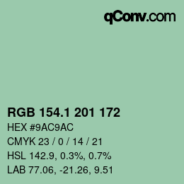 カラーコード: RGB 154.1 201 172 | qconv.com