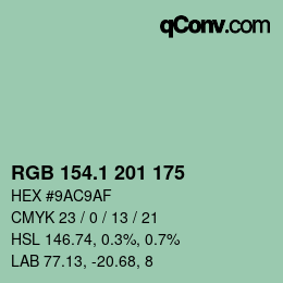 カラーコード: RGB 154.1 201 175 | qconv.com