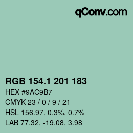 Color code: RGB 154.1 201 183 | qconv.com