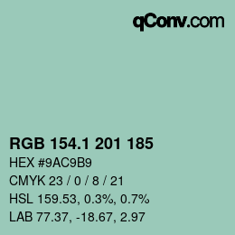 カラーコード: RGB 154.1 201 185 | qconv.com