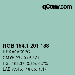 カラーコード: RGB 154.1 201 188 | qconv.com