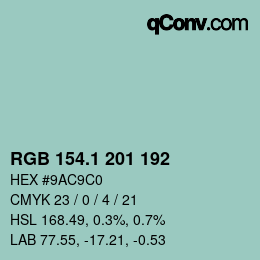 Color code: RGB 154.1 201 192 | qconv.com