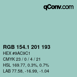 Color code: RGB 154.1 201 193 | qconv.com