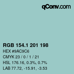 Color code: RGB 154.1 201 198 | qconv.com