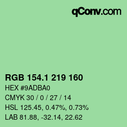 カラーコード: RGB 154.1 219 160 | qconv.com