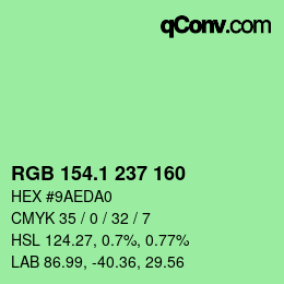 カラーコード: RGB 154.1 237 160 | qconv.com