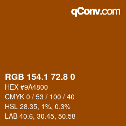 Color code: RGB 154.1 72.8 0 | qconv.com