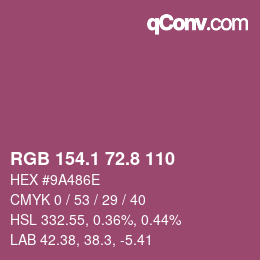 カラーコード: RGB 154.1 72.8 110 | qconv.com