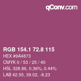 カラーコード: RGB 154.1 72.8 115 | qconv.com