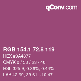 カラーコード: RGB 154.1 72.8 119 | qconv.com