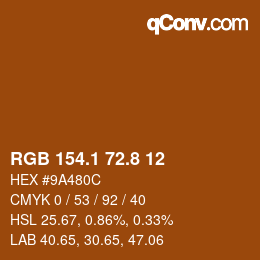 Farbcode: RGB 154.1 72.8 12 | qconv.com