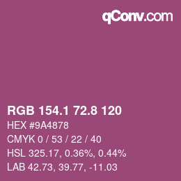 カラーコード: RGB 154.1 72.8 120 | qconv.com