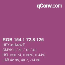 カラーコード: RGB 154.1 72.8 126 | qconv.com