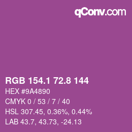カラーコード: RGB 154.1 72.8 144 | qconv.com