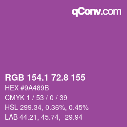 カラーコード: RGB 154.1 72.8 155 | qconv.com