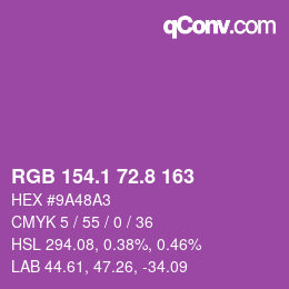 カラーコード: RGB 154.1 72.8 163 | qconv.com