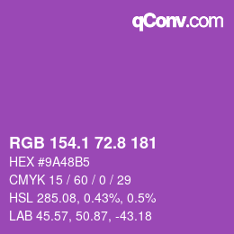 カラーコード: RGB 154.1 72.8 181 | qconv.com