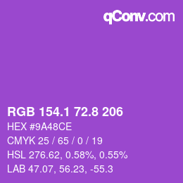 カラーコード: RGB 154.1 72.8 206 | qconv.com