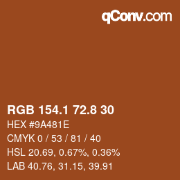 カラーコード: RGB 154.1 72.8 30 | qconv.com