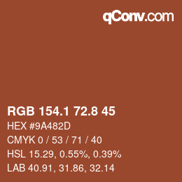 カラーコード: RGB 154.1 72.8 45 | qconv.com