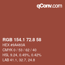 Color code: RGB 154.1 72.8 58 | qconv.com