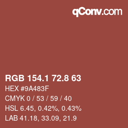 カラーコード: RGB 154.1 72.8 63 | qconv.com