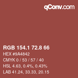 Color code: RGB 154.1 72.8 66 | qconv.com