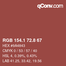 Color code: RGB 154.1 72.8 67 | qconv.com