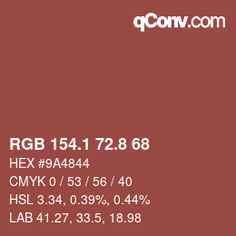 カラーコード: RGB 154.1 72.8 68 | qconv.com