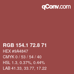 Farbcode: RGB 154.1 72.8 71 | qconv.com