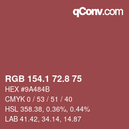 カラーコード: RGB 154.1 72.8 75 | qconv.com