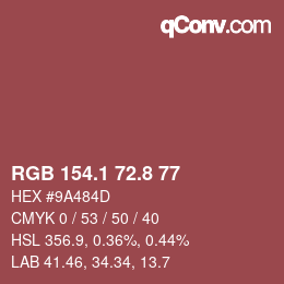 カラーコード: RGB 154.1 72.8 77 | qconv.com