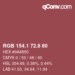 カラーコード: RGB 154.1 72.8 80 | qconv.com