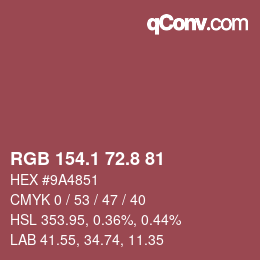 Color code: RGB 154.1 72.8 81 | qconv.com