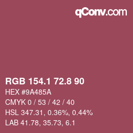 カラーコード: RGB 154.1 72.8 90 | qconv.com