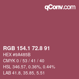 Color code: RGB 154.1 72.8 91 | qconv.com