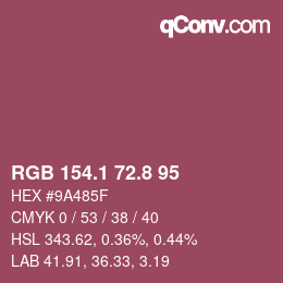 カラーコード: RGB 154.1 72.8 95 | qconv.com