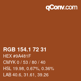 カラーコード: RGB 154.1 72 31 | qconv.com