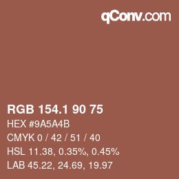 Farbcode: RGB 154.1 90 75 | qconv.com