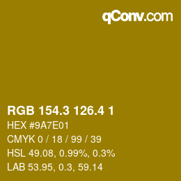 カラーコード: RGB 154.3 126.4 1 | qconv.com