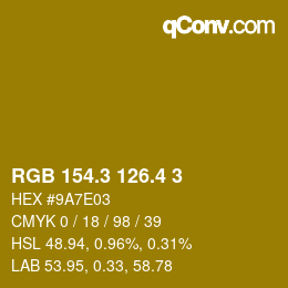 カラーコード: RGB 154.3 126.4 3 | qconv.com