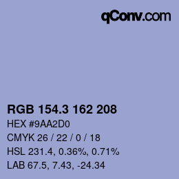カラーコード: RGB 154.3 162 208 | qconv.com