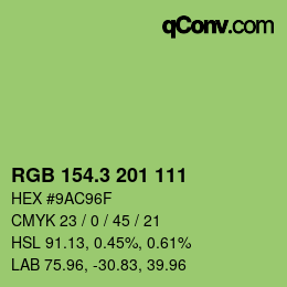 カラーコード: RGB 154.3 201 111 | qconv.com