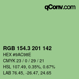カラーコード: RGB 154.3 201 142 | qconv.com