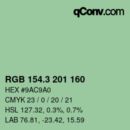 カラーコード: RGB 154.3 201 160 | qconv.com