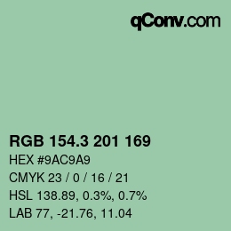 カラーコード: RGB 154.3 201 169 | qconv.com
