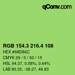 カラーコード: RGB 154.3 216.4 108 | qconv.com