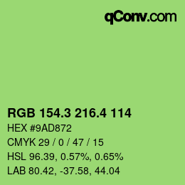 カラーコード: RGB 154.3 216.4 114 | qconv.com