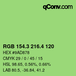 カラーコード: RGB 154.3 216.4 120 | qconv.com