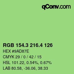 カラーコード: RGB 154.3 216.4 126 | qconv.com